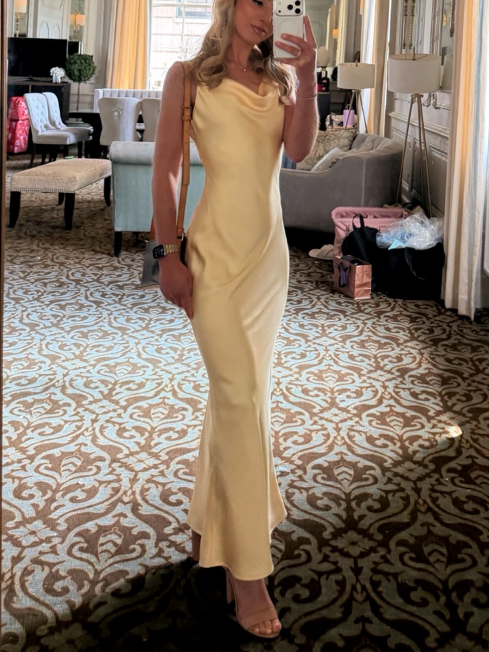 Billy J butter satin slip dress